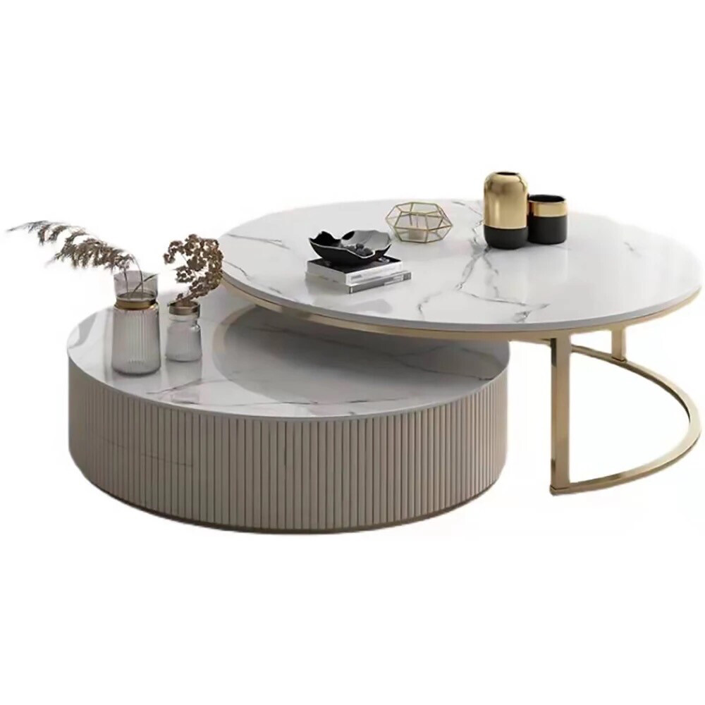 Modern marble nested round coffee table