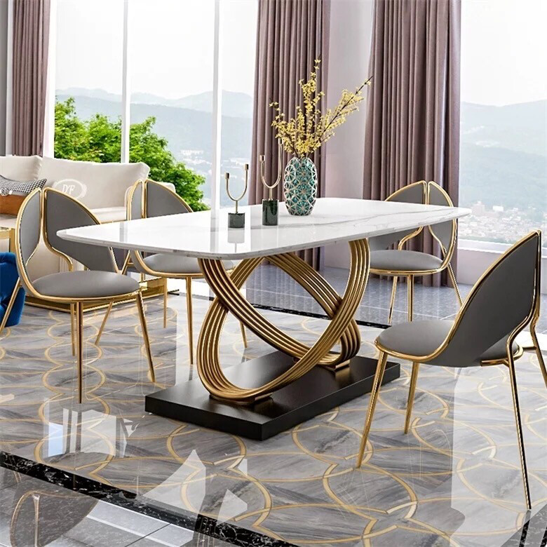 Modern Slate Top Marble Dining Table Set -U17