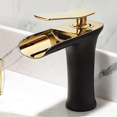 Gold Water Fall Bathroom Basin Faucet