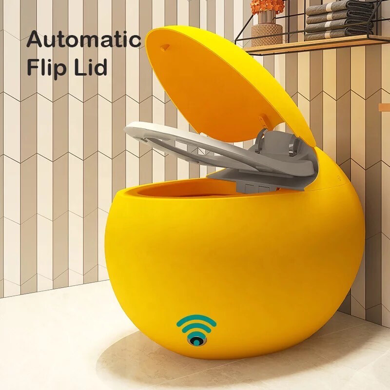 Modern Automatic Yellow Egg Shape Smart Toilet