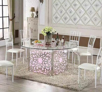 Cabins Luxury Glass Top LED Dining Table