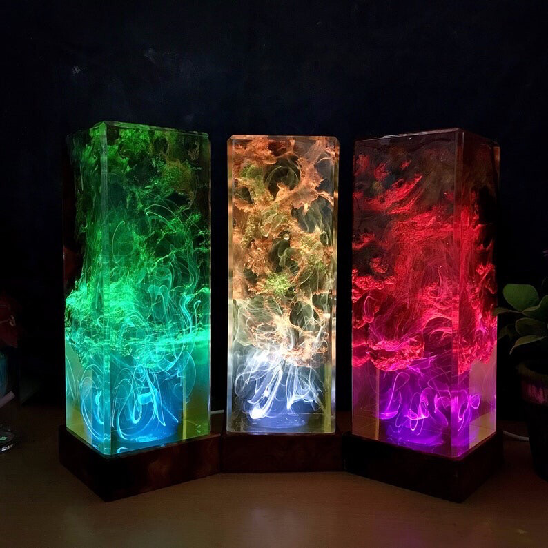 Cabins Unique Color Changing Resin Wood Lamp
