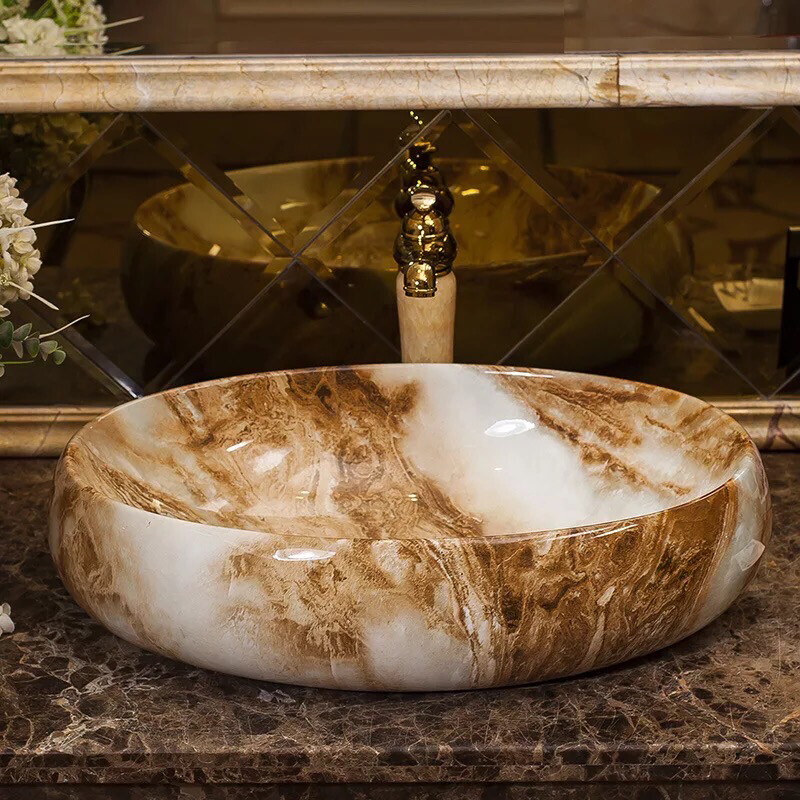 Cabins Luxury Marble Ceramic Bathroom Sink