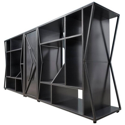 Modern Steel Etagere Cabinet Trio