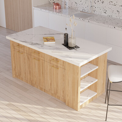 72" Large Natural Kitchen Island Cabinet