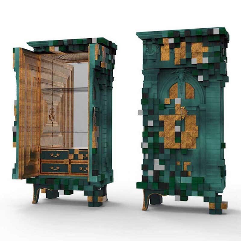 Cabins Unique Cabinet with Gold Leaf