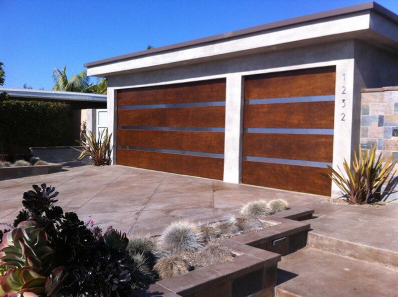 Modern Style Custom Wood Garage Door G2