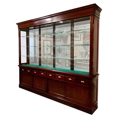 Display Cabinet-Glass, Brass & Mahogany