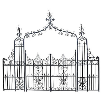 Rare Antique Wrought Iron Gate with Overthrow