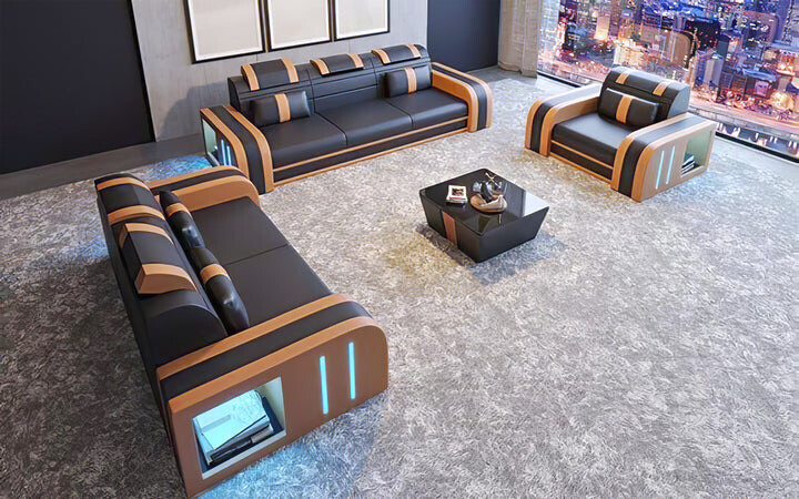 Ralutic Leather Sofas with LED Light