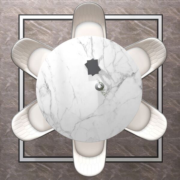  Modern Round Faux Marble Dining Table
