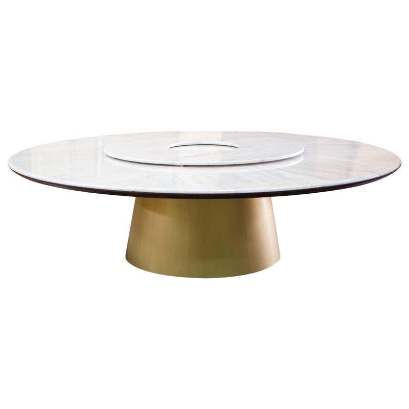 Modern Bronze Dining Table With Rotating Server