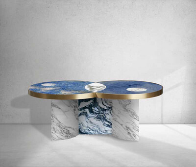 Luxury Half Moon Half Sun Marble Coffee Table