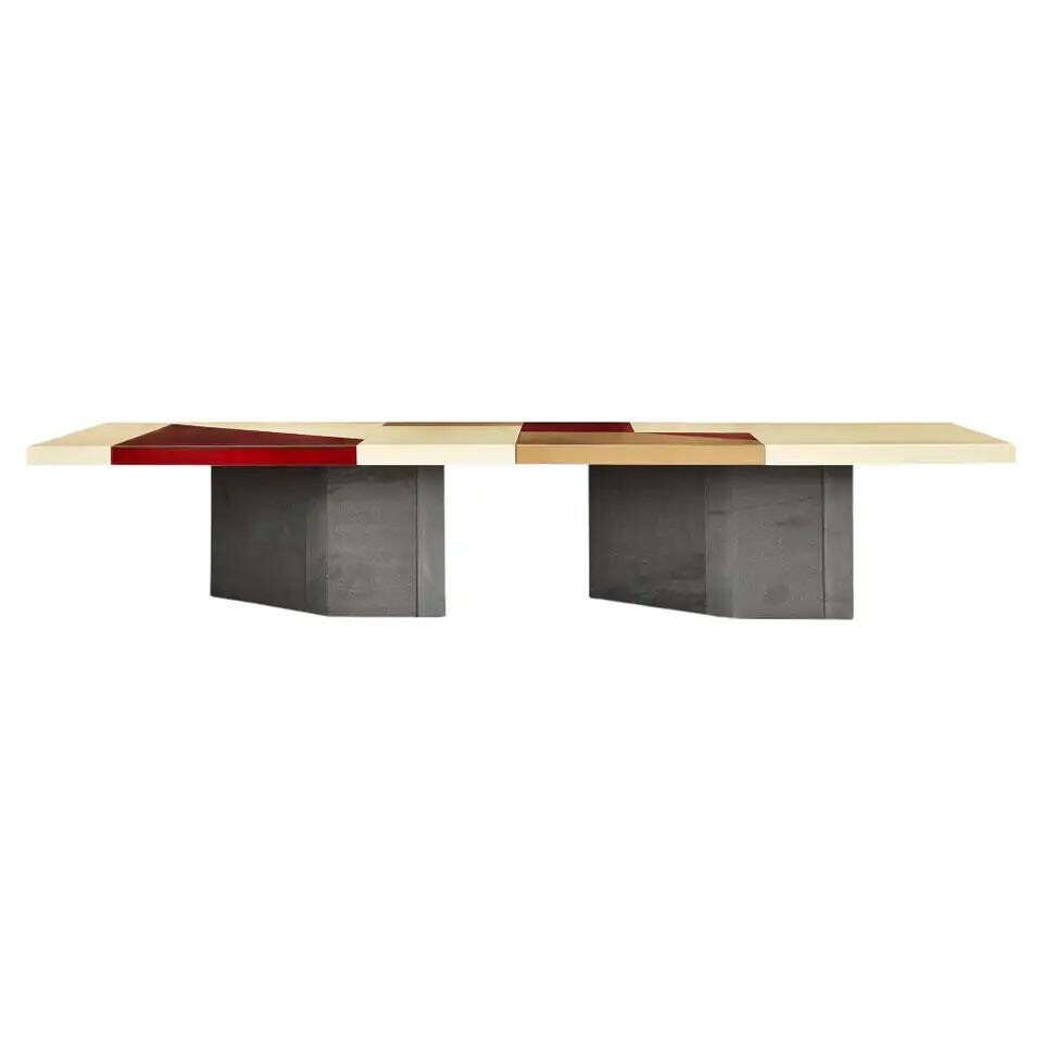 Luxury Sculptural Majolica Glazed Dining Table