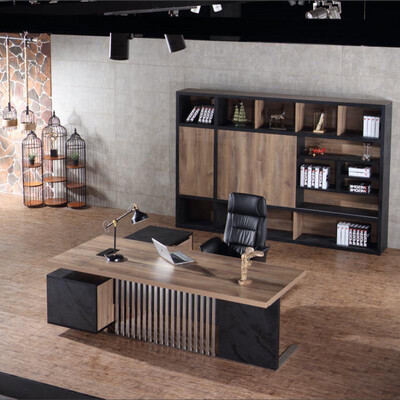 Modern Quality Oak Wood Executive Desk L-6