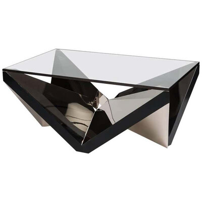 Modern Nickel-plate And Glass Coffee Table