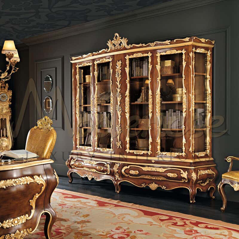 Royal Gold Baroque 4 Doors Bookcase