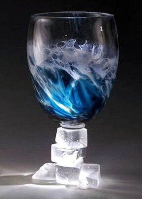 Swallows 15.5" Vase, Sapphire Blue Platinum Stamped
