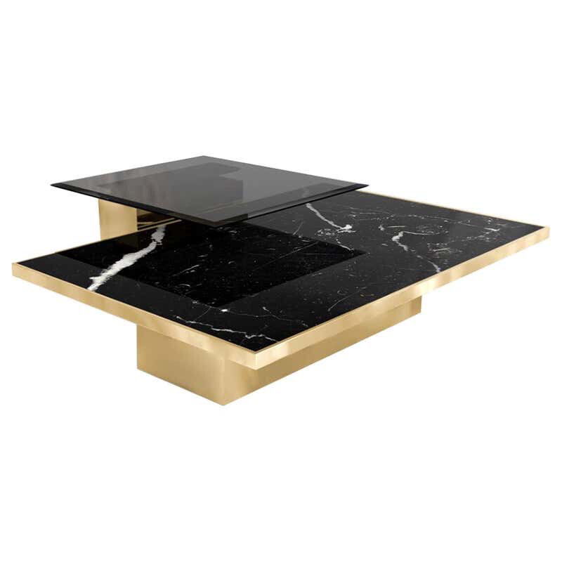 Classic Unique Black Top Coffee Table