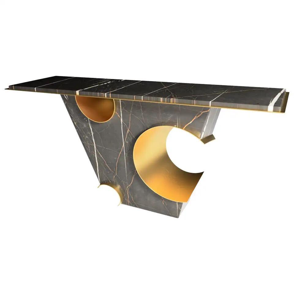  Marble Galactic Sculpture Console Table