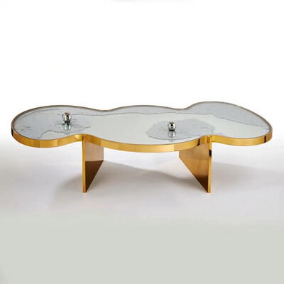 Modern Mirror Polished Bronze Table