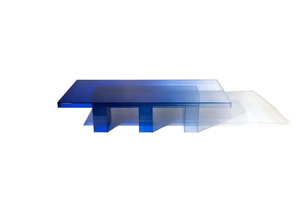Modern Blue E33 Glass Dining Table