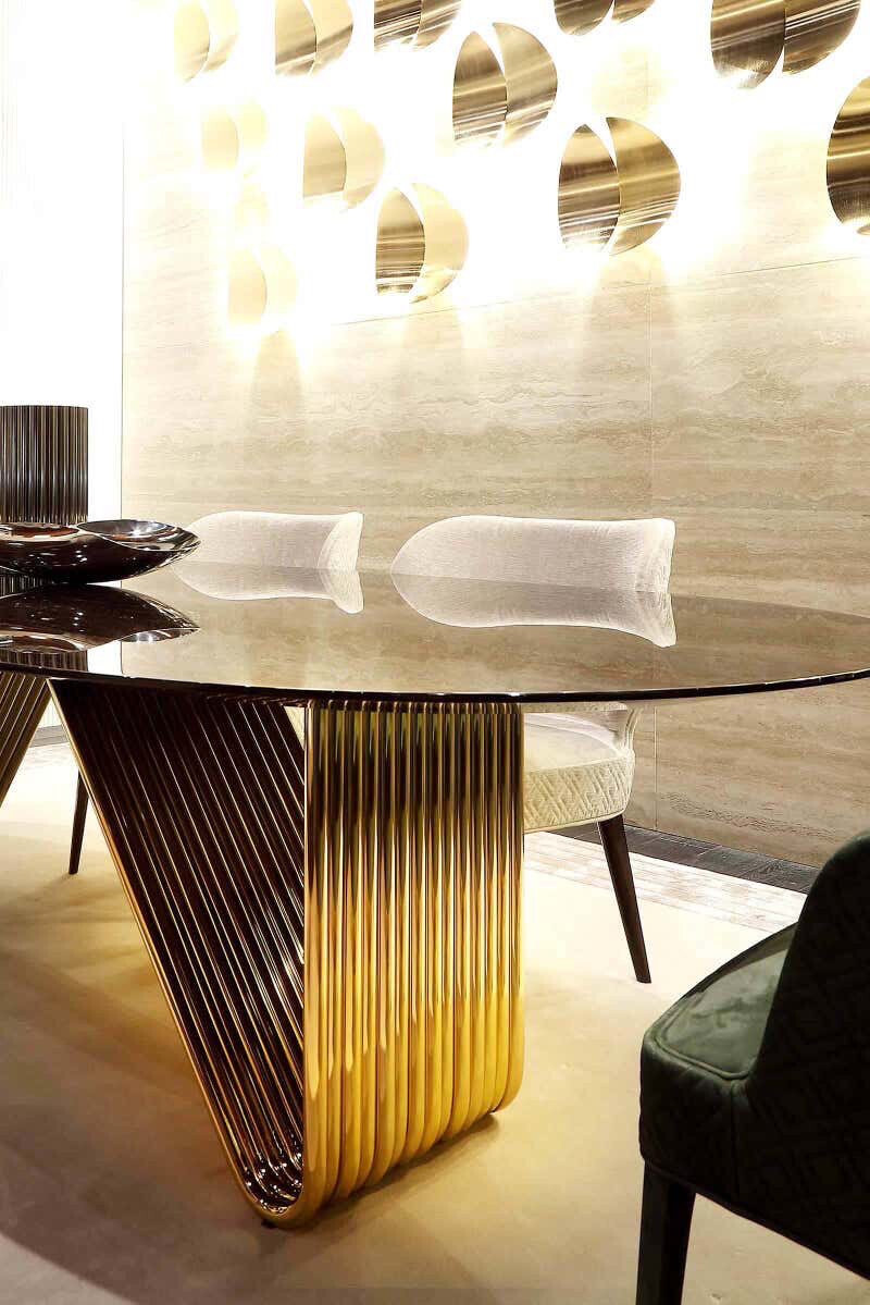 Modern Dining Table With Lacquered Ebony Top