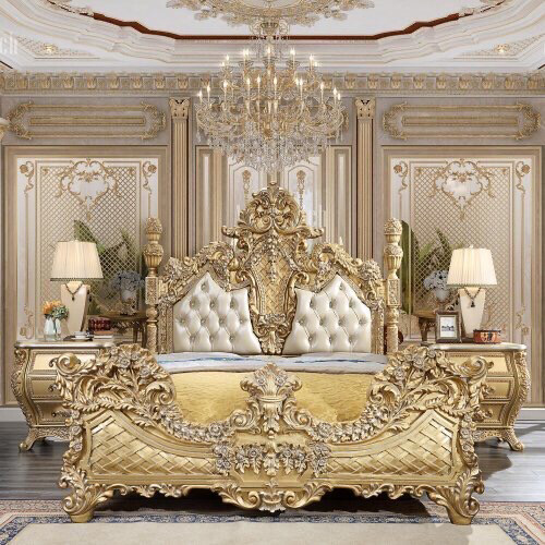 Modern Metallic Gold Royal Design Bedroom Sets