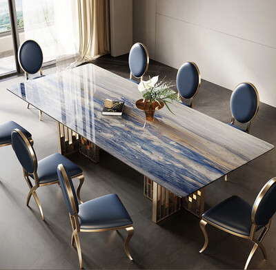 Classic Marble Top Dining Table With 6 Chairs