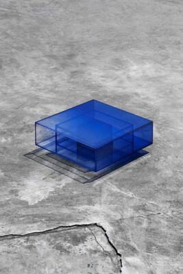 Null Blue Color Glass Coffee Table