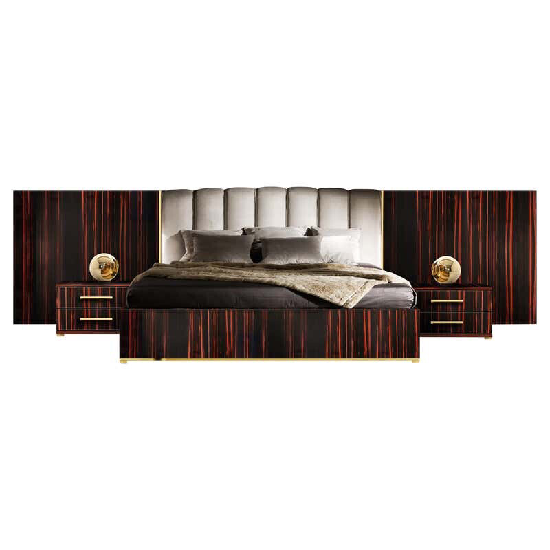 Contemporary Poseidon Bed with Nightstands