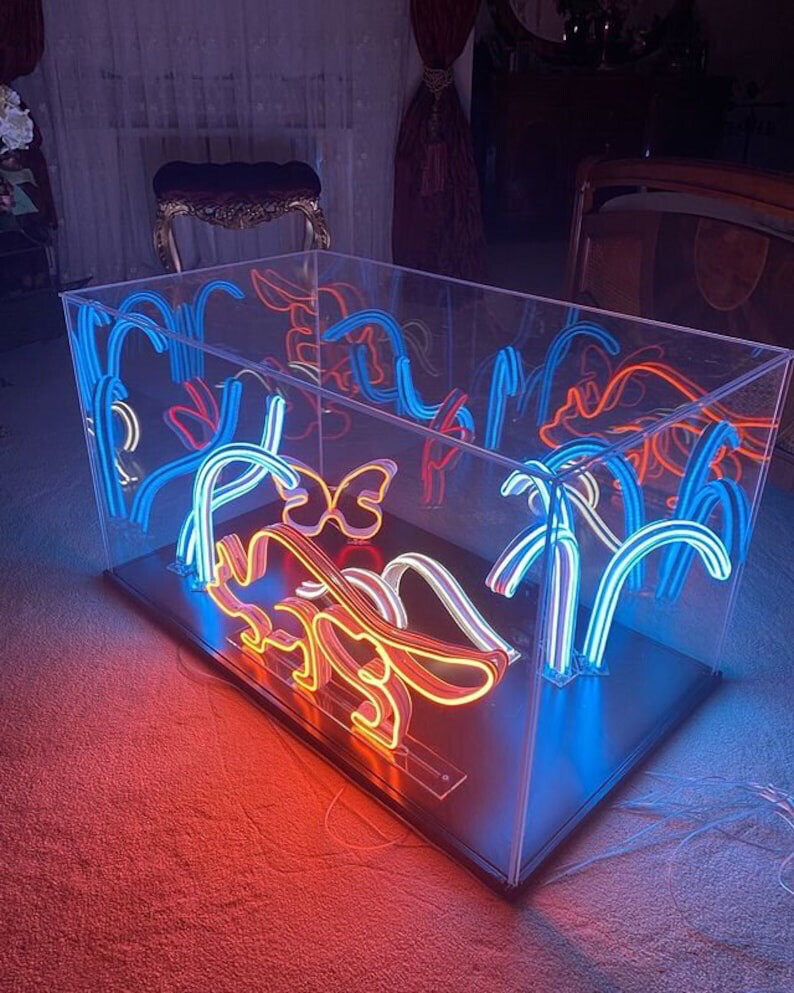 Acrylic Table With Neon Decor 