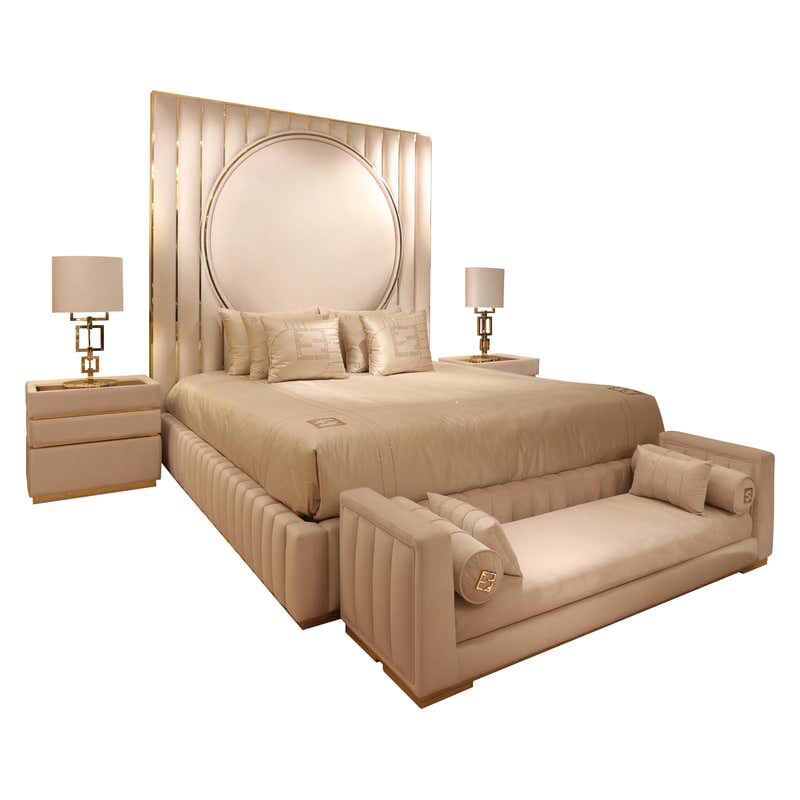 High End Velvet Modern Bed Set