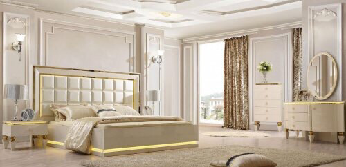 Glossy Ivory KING Bedroom Set