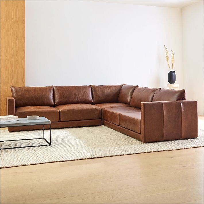 Leather 3-Piece L-Shaped Sectional (116"–126")