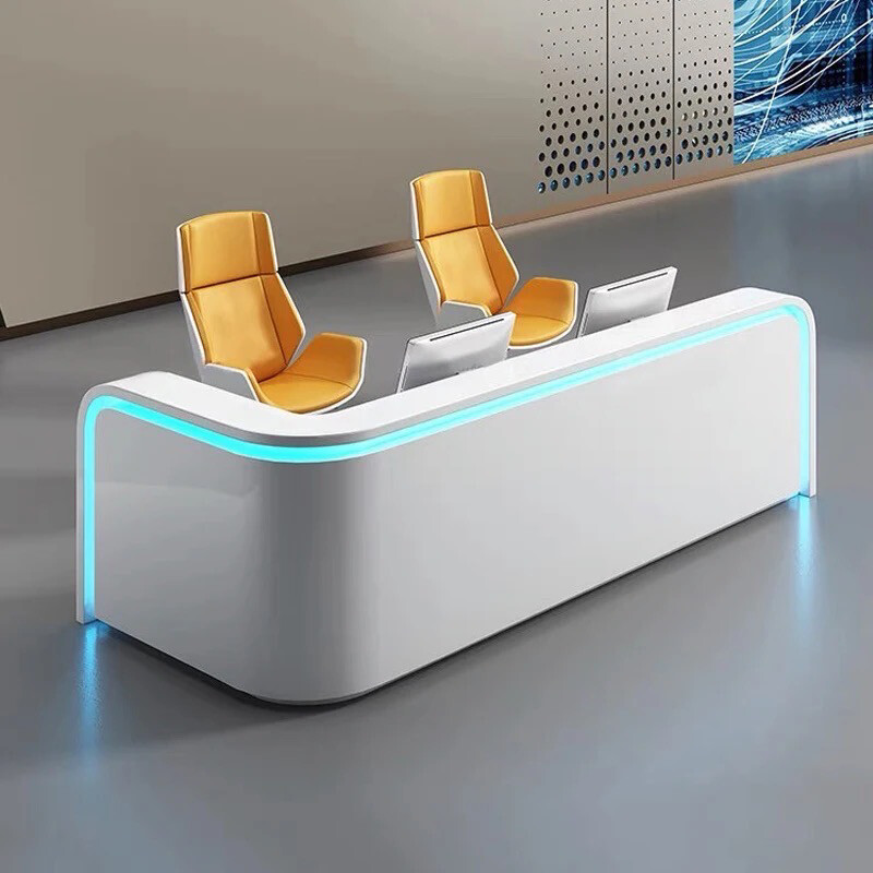 Modern office spa reception counter desk with LED