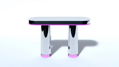 Stainless Steel And Plexiglass Console Table