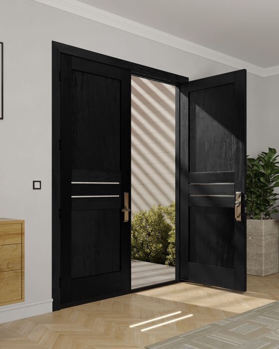 Contemporary Modern 2 Panel Slimlite Doors