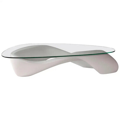 Modern Coffee Table White with Organic Glass