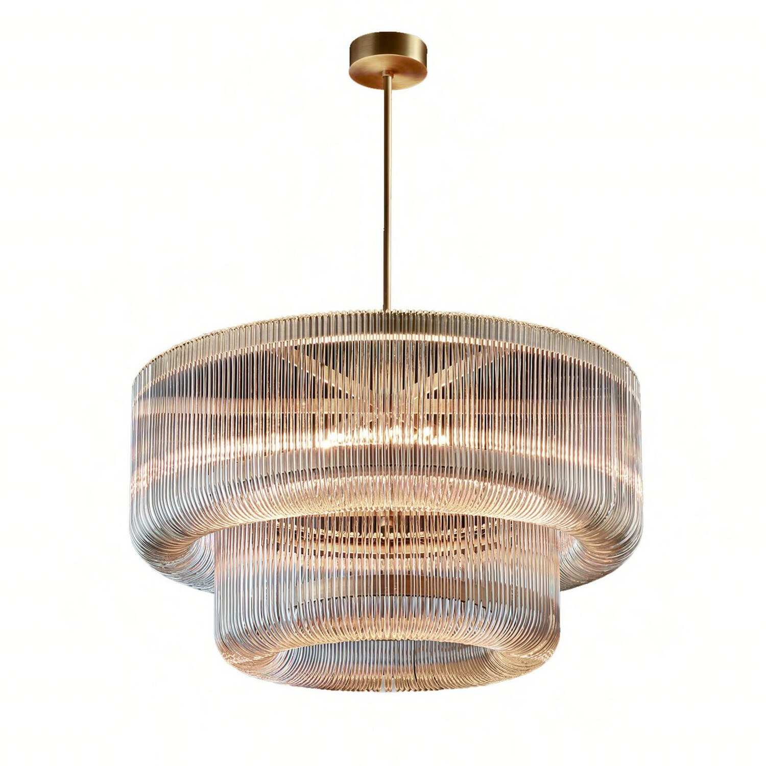 Luxury Bovola chandelier with hand-made clear glass rods