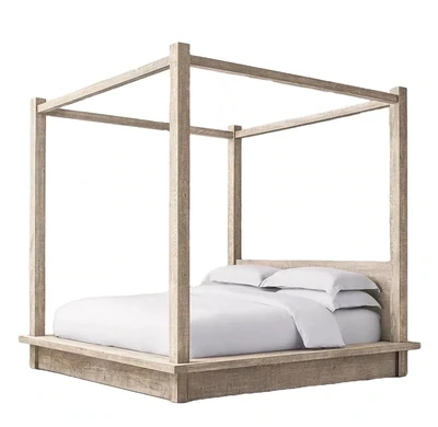 Modern Style Wooden Reclaimed Russian Oak Canopy Bed