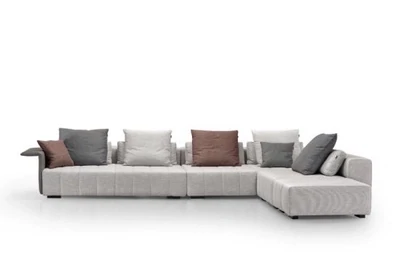 Divan Corner Sectional Leather & Fabric Sofa