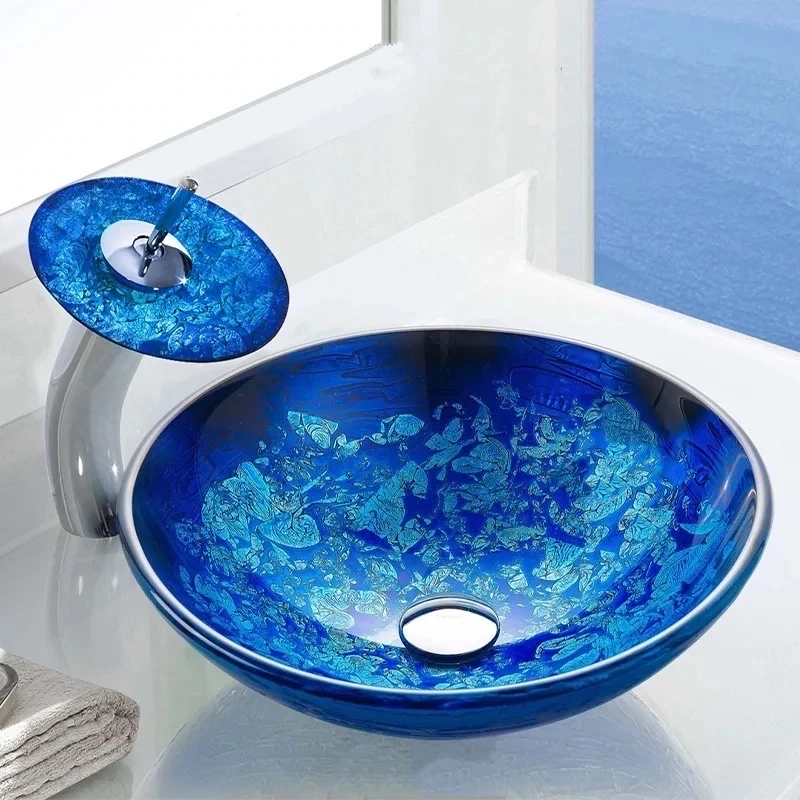 Round Modern Glass Transparent Bathroom WashBasin