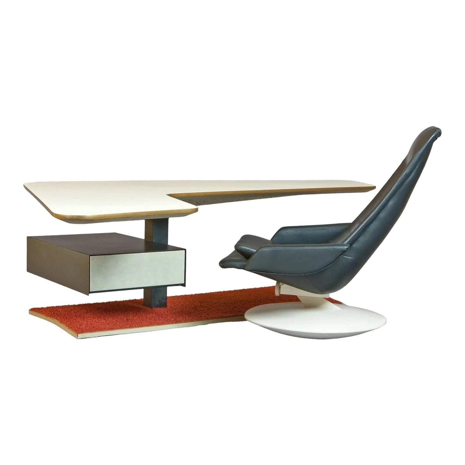 Atomic Age Boomerang Desk and Gemini Leather Armchair