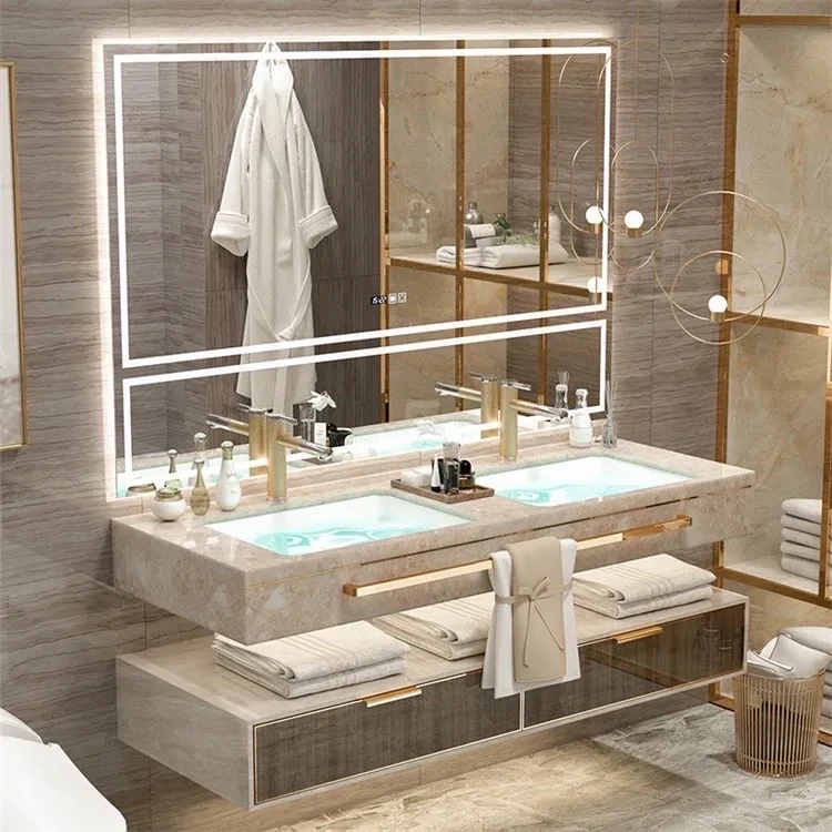 Modern Design Marble Bathroom Vanity Cabinet Lv16