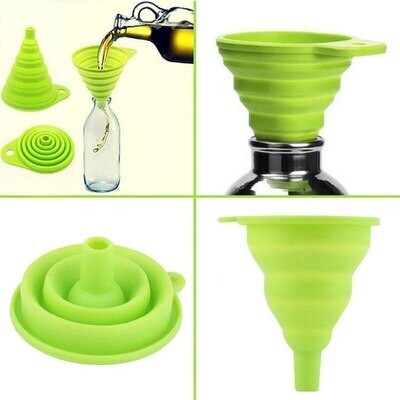 Foldable Collapsible Style Silicone Gel Funnel Hopper Kitchen Tool 1pc 