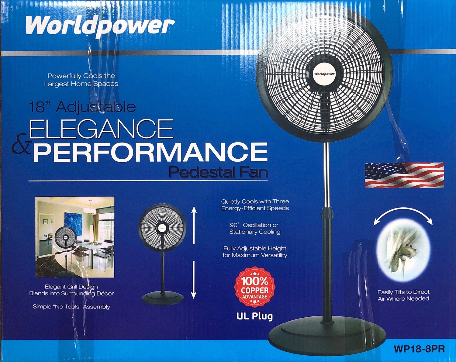 Worldpower 18&quot; Adjustable Pedestal Fan
