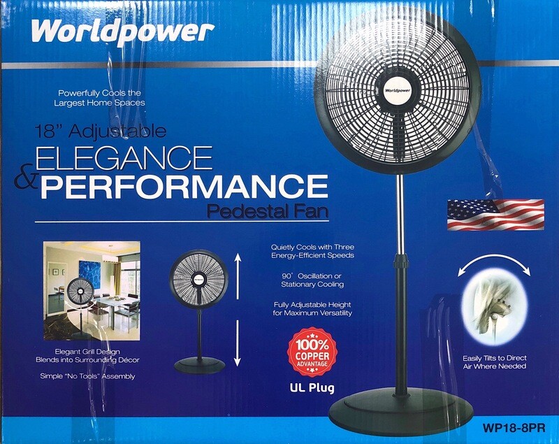 Worldpower 18&quot; Adjustable Pedestal Fan