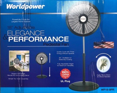Worldpower 18&quot; Adjustable Pedestal Fan