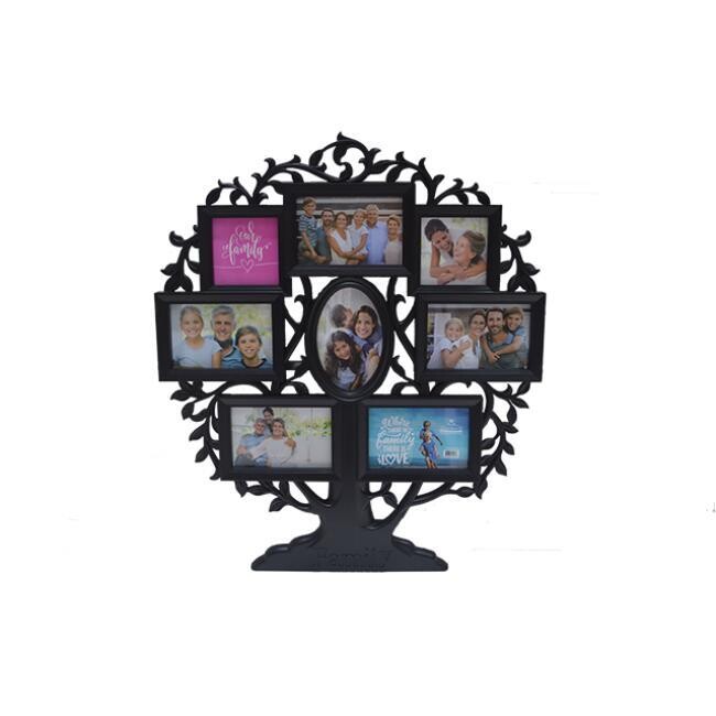 Family Tree Photo Collage Frame 8 Photos Black
